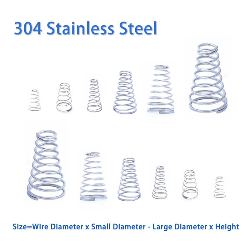 Cilky 20pcs 304 Stainless Steel Taper Spring, Conical Cone Compression Spring, Tower Pressure Spring Wire Dia 0.3-0.8mm Height5~30mm ( Size : 0.5x3-7x8.5mm ) - Image 5